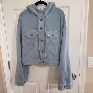 Free People Dreamers Oversized Hooded Jacket in Light Blue size XS